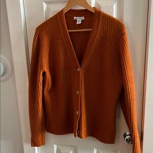 Athleta Orange Ribbed Knit Cardigan Sweater